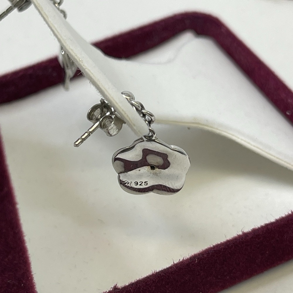 Sterling Silver‎ 925 Flower Jewelry Set Necklace Earrings Diamond Center Gift - Picture 9 of 11